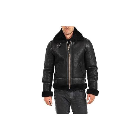 Bomber in pelle nera e shearling 